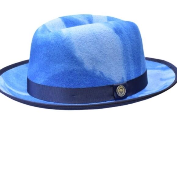 MEN'S BRUNO CAPELO BLUE KINGSTON COLLECTION AUSTRALIAN WOOL FEDORA HAT KT475. - Picture 2 of 8